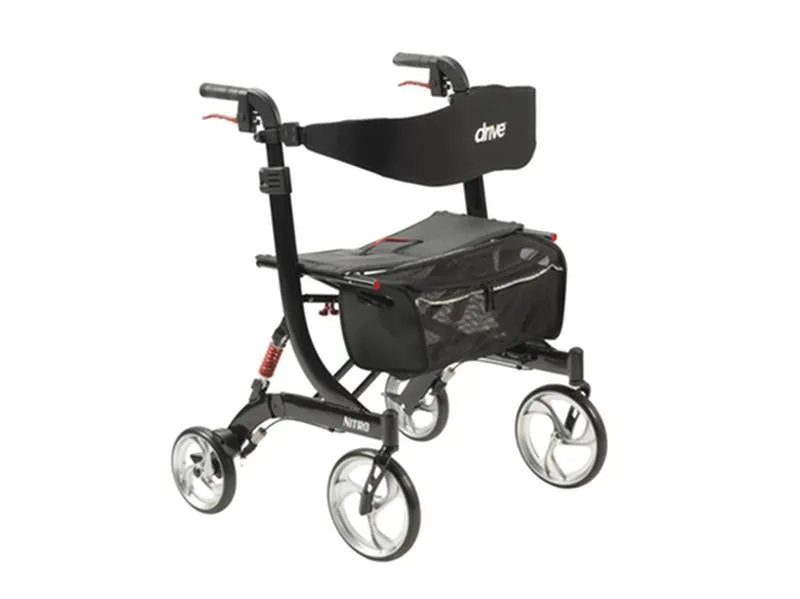 Nitro Euro Style Rollator Rolling Walker, Heavy Duty, Black - 1 Each