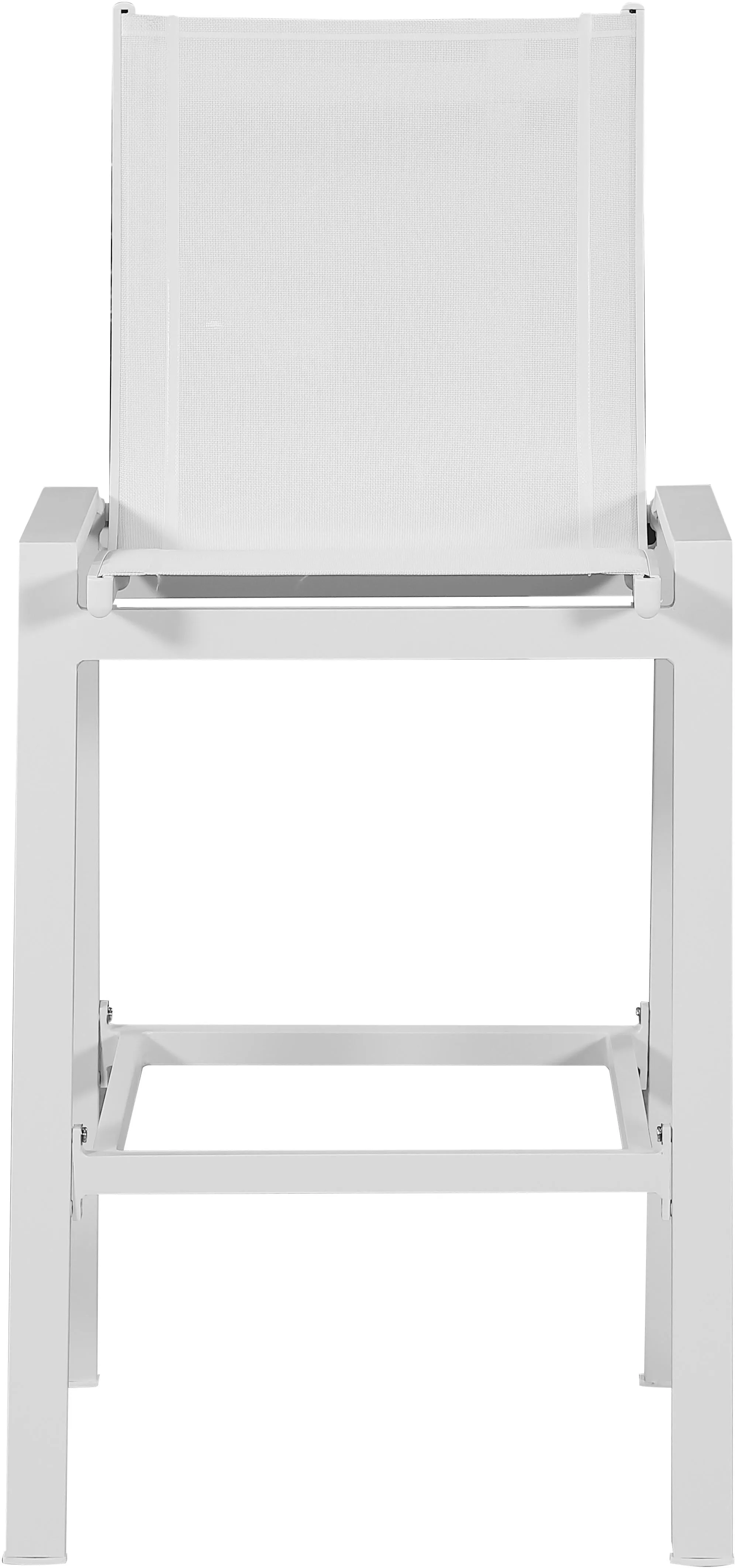 Nizuc White Mesh Waterproof Fabric Outdoor Patio Aluminum Mesh Barstool