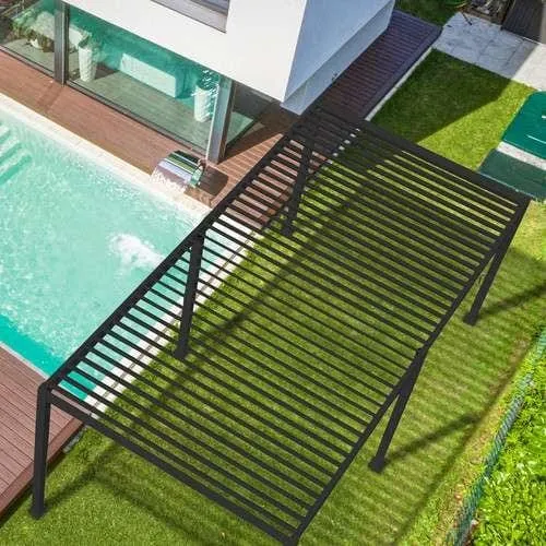 Nova Titan Aluminium Pergola 6m x 3m Rectangular optional Glass sliding Doors - Grey