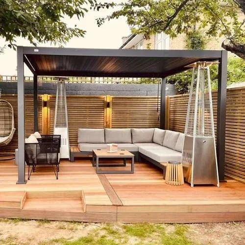 Nova Titan Aluminium Pergola 6m x 3m Rectangular optional Glass sliding Doors - Grey