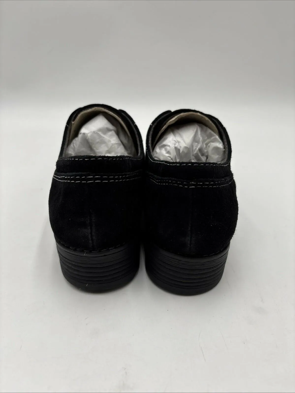 NWOB EuroSoft Tanya Women's Laceless Suede Oxfords Shoes Black Size 6M