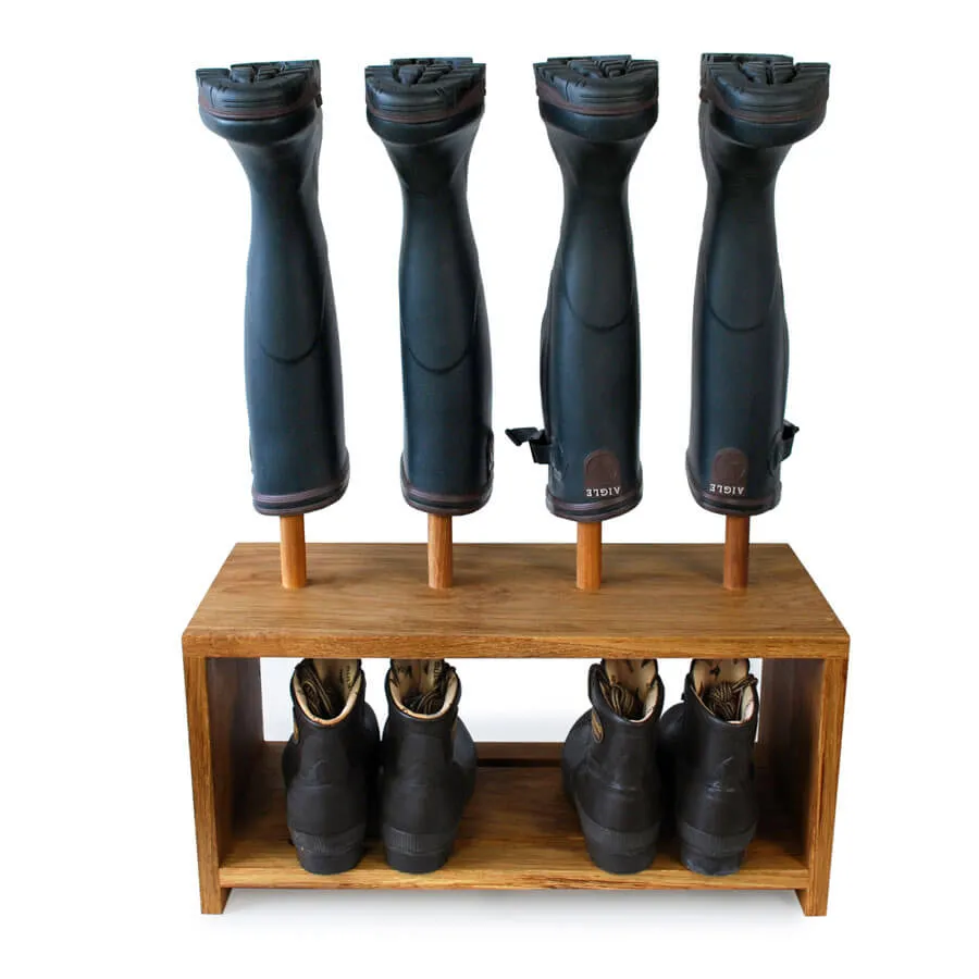 Oak Wellington and Shoe Rack (2 pair)