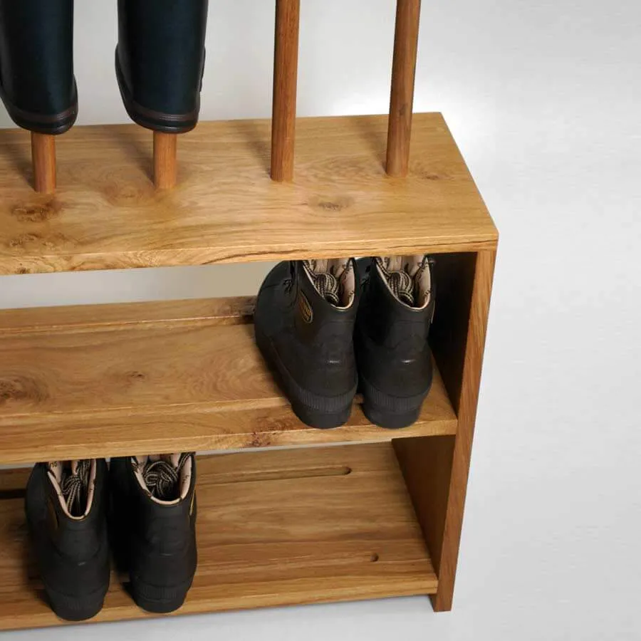 Oak Wellington and Shoe Rack (2 pair)