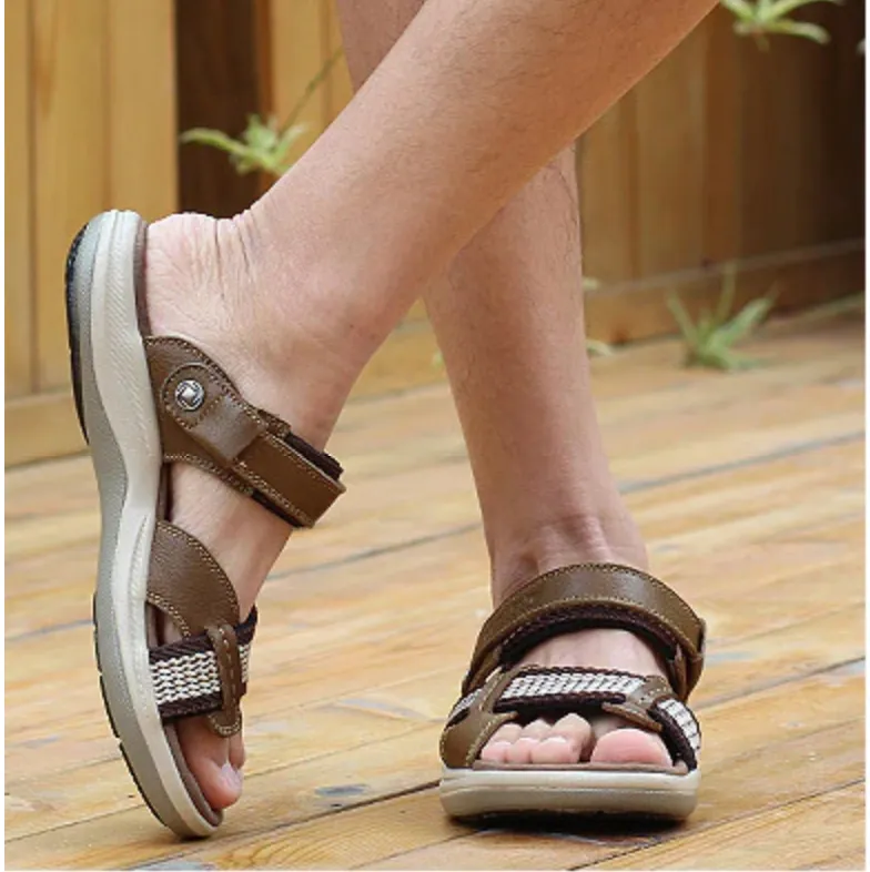 OCW Orthopedic Men Sandals Arch Support High-quality Leather Elastic Strap