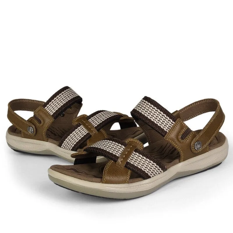 OCW Orthopedic Men Sandals Arch Support High-quality Leather Elastic Strap