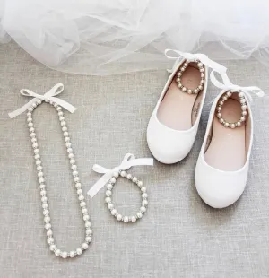 Off White Pearl Strap Shoes
