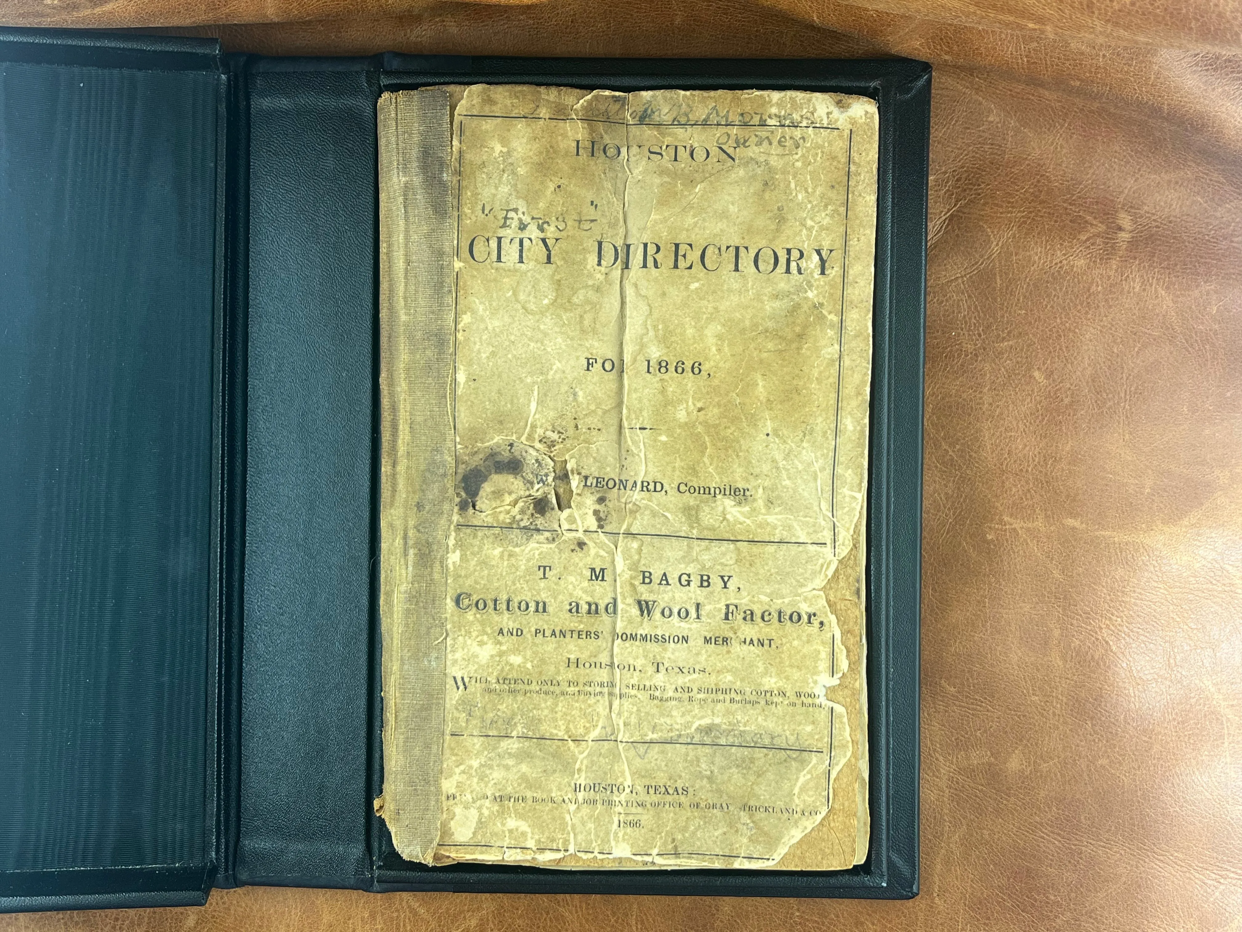 Original and Complete 1866 City of Houston Directory