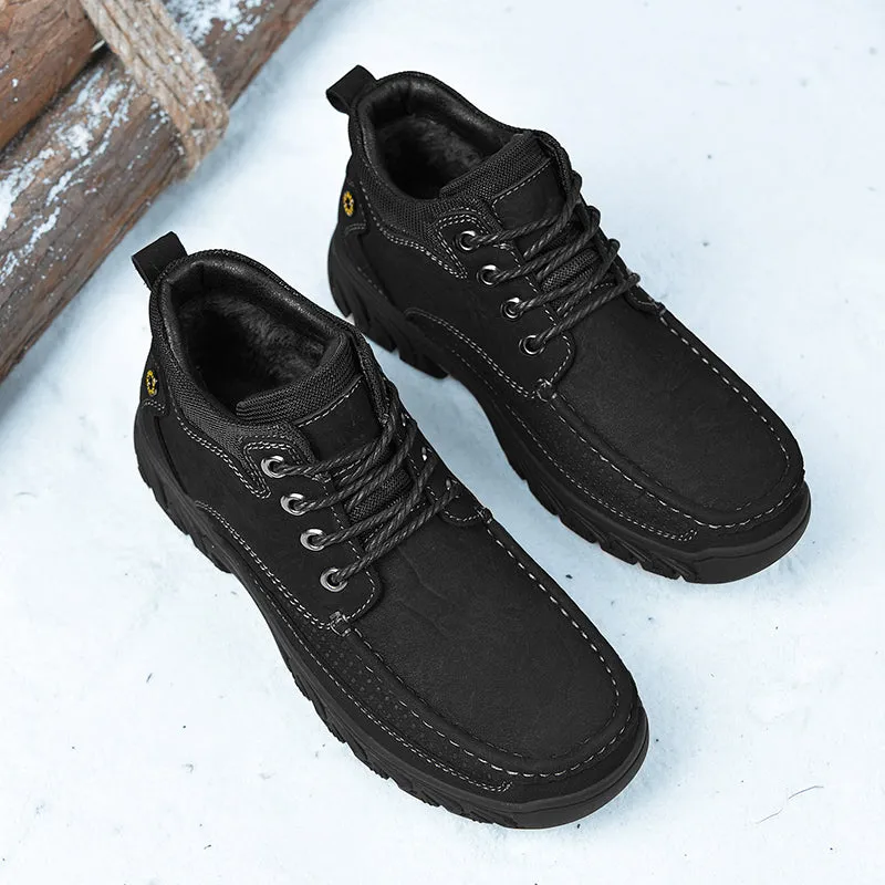Orthopedic Men's Leather Boots Leather Casual Men's Shoes Short Boots Outdoor Work Boots Suede Snow Boots