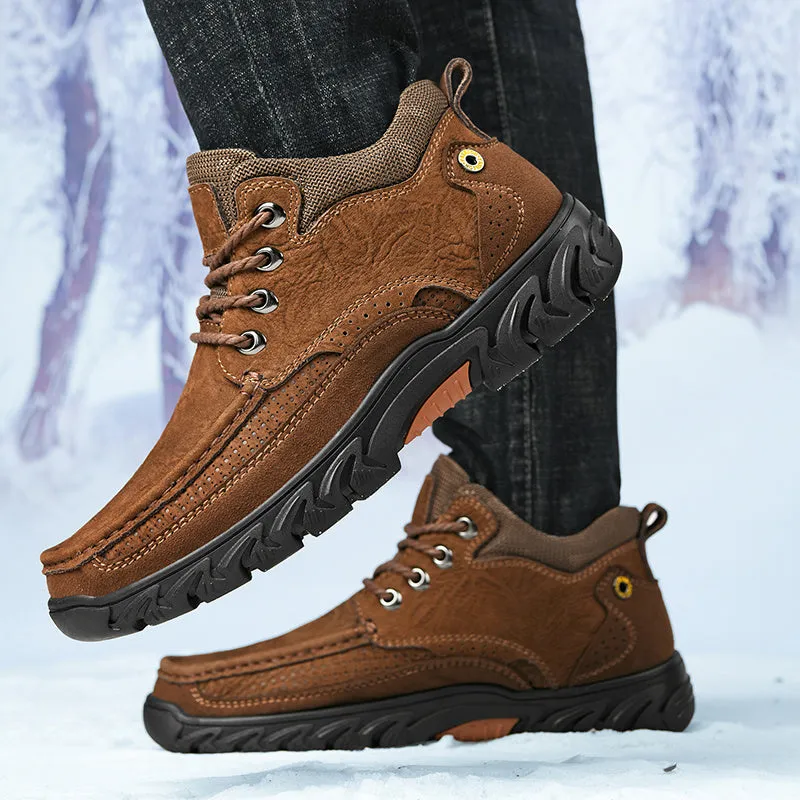 Orthopedic Men's Leather Boots Leather Casual Men's Shoes Short Boots Outdoor Work Boots Suede Snow Boots
