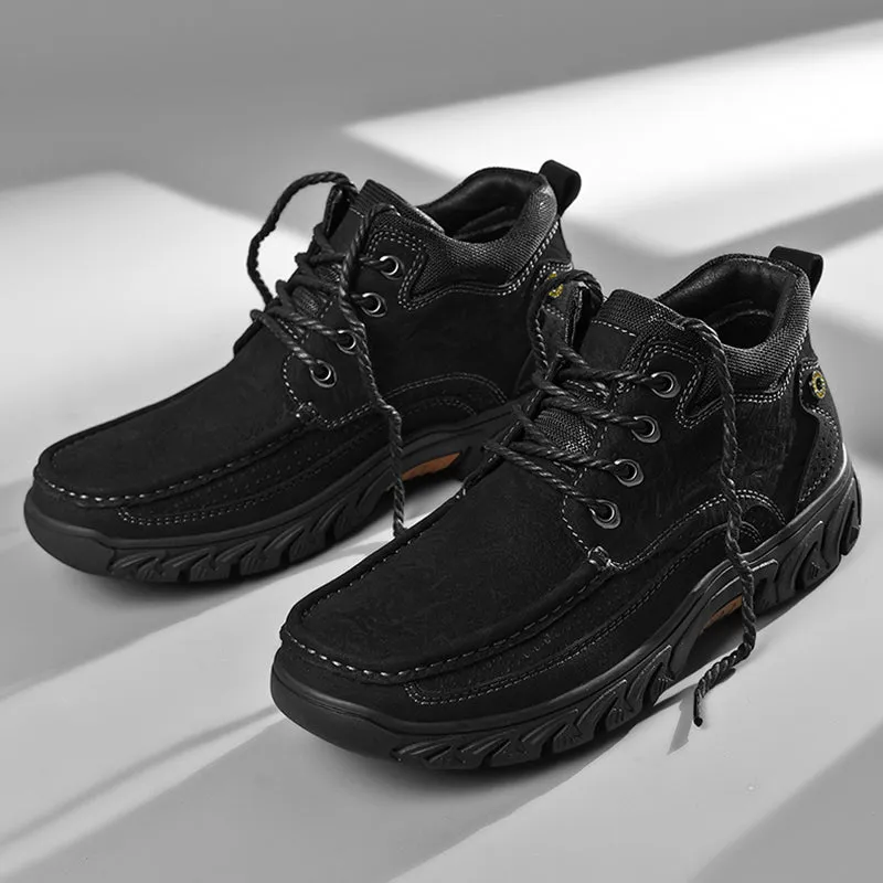 Orthopedic Men's Leather Boots Leather Casual Men's Shoes Short Boots Outdoor Work Boots Suede Snow Boots