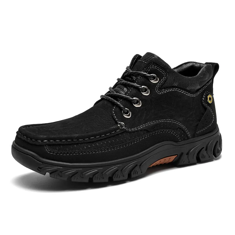Orthopedic Men's Leather Boots Leather Casual Men's Shoes Short Boots Outdoor Work Boots Suede Snow Boots