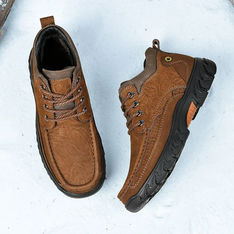 Orthopedic Men's Leather Boots Leather Casual Men's Shoes Short Boots Outdoor Work Boots Suede Snow Boots