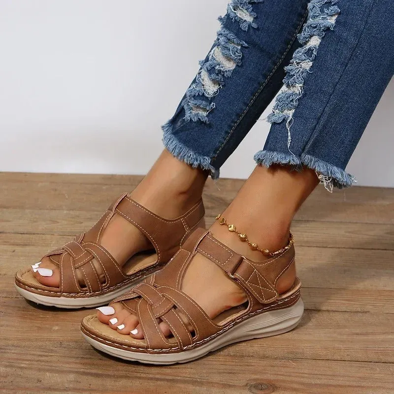 Orthopedic Sandals with Cushioned Sole and Woven Adjustable Straps