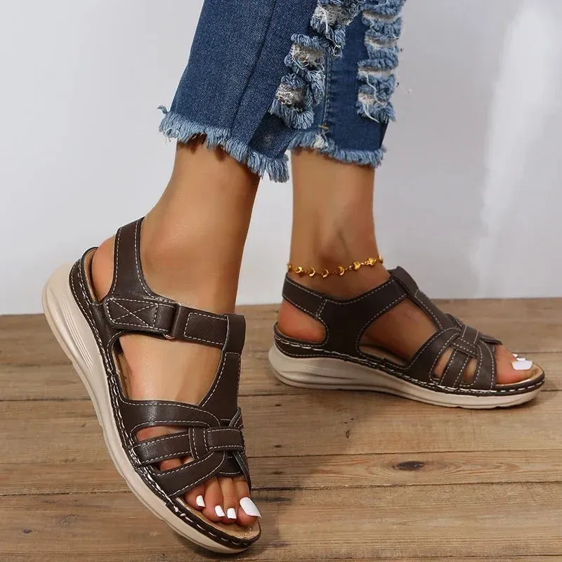 Orthopedic Sandals with Cushioned Sole and Woven Adjustable Straps
