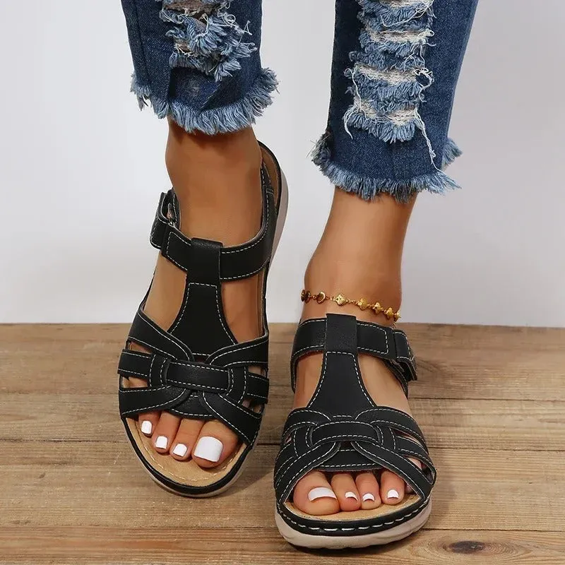 Orthopedic Sandals with Cushioned Sole and Woven Adjustable Straps