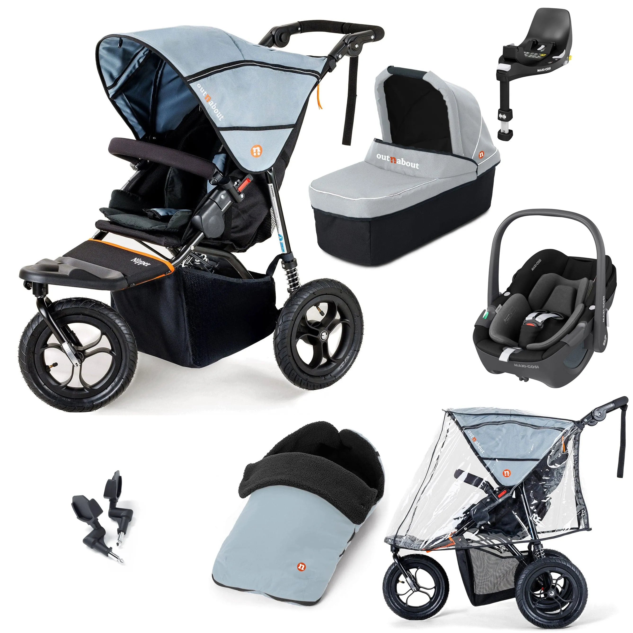 Out n About Nipper Single Maxi-Cosi Essential Kit in Rock Salt Grey