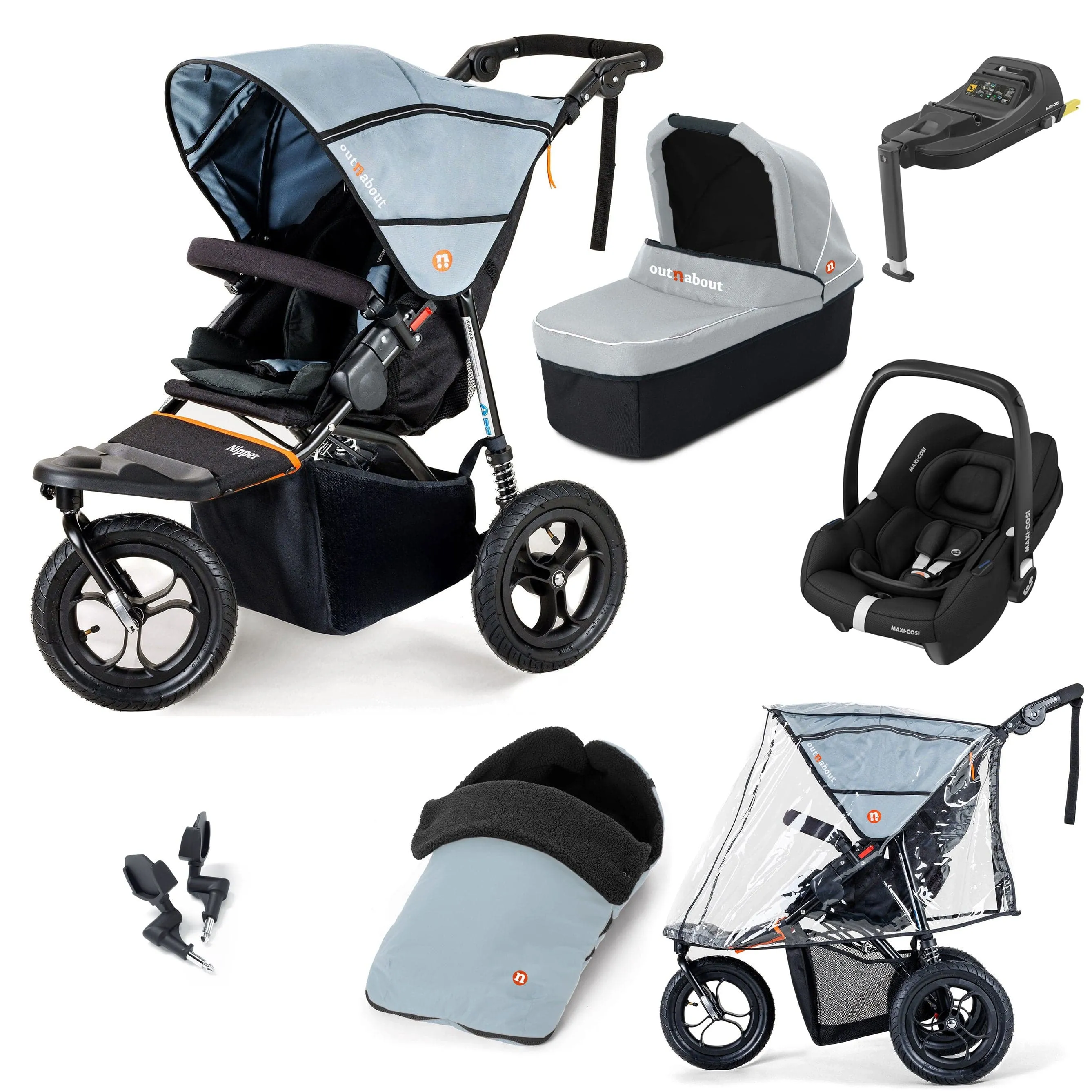 Out n About Nipper Single Maxi-Cosi Essential Kit in Rock Salt Grey