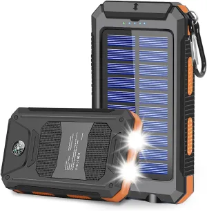 Outdoor 20000mAh Portable Solar Power Charger Bank With LED Flashlight