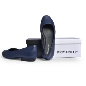 Piccadilly Crew Shoes - Navy Blue Flats (1.5 cms)