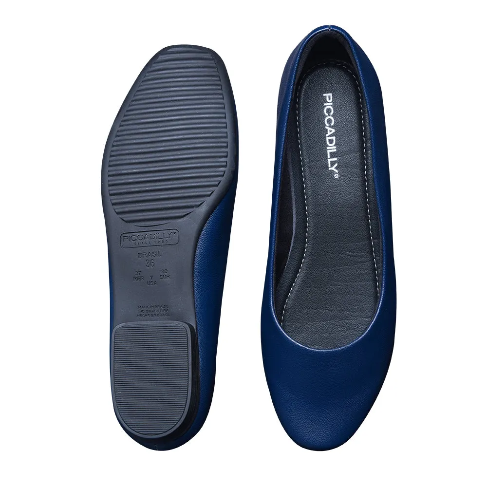 Piccadilly Crew Shoes - Navy Blue Flats (1.5 cms)