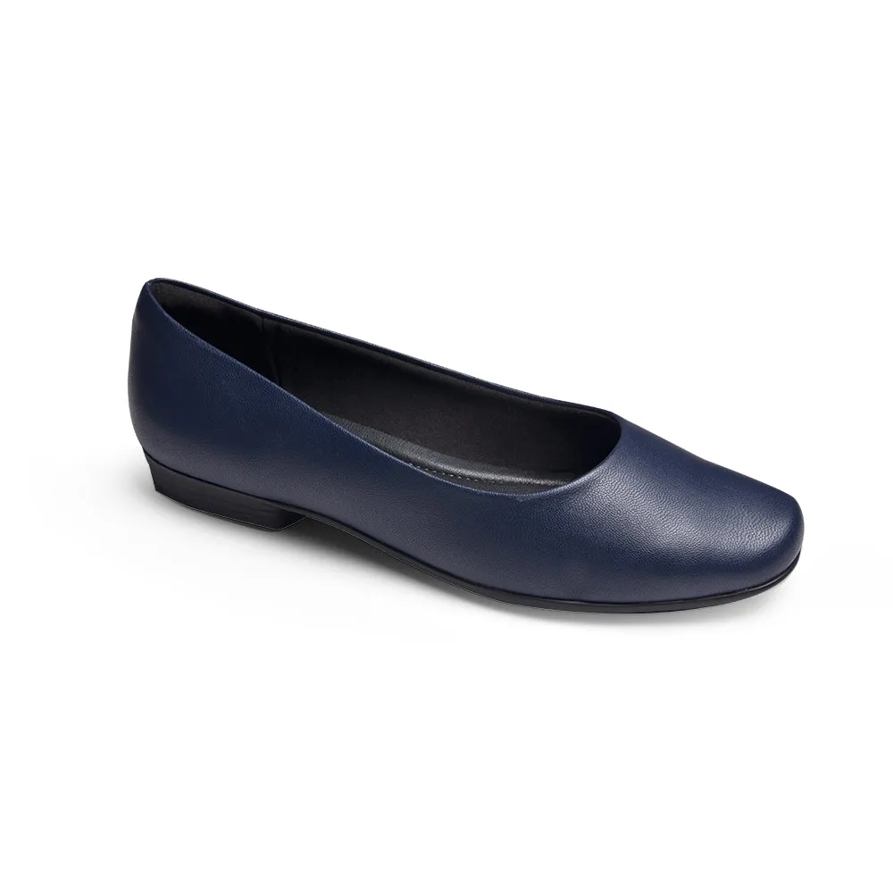 Piccadilly Crew Shoes - Navy Blue Flats (1.5 cms)