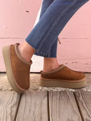 Pillow Talk Slippers - Tobacco Faux Suede