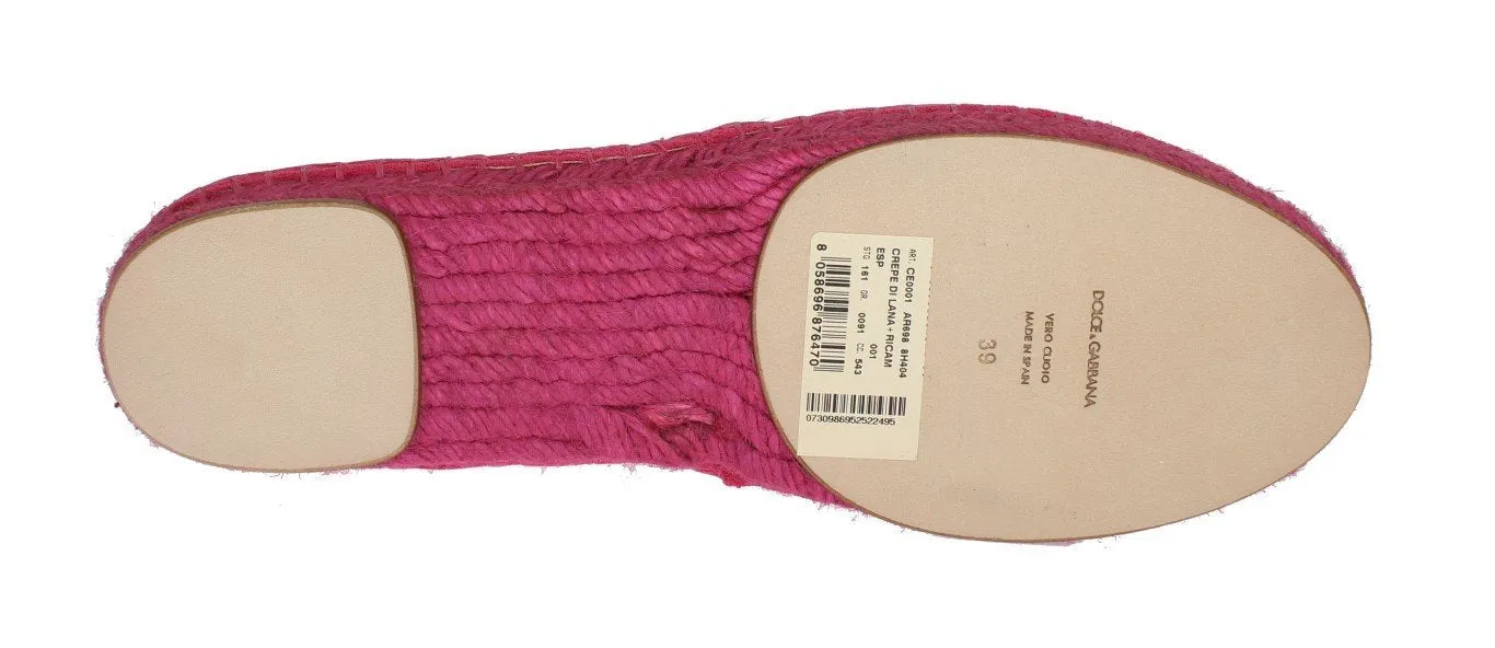 Pink Wool Espadrilles Loafers