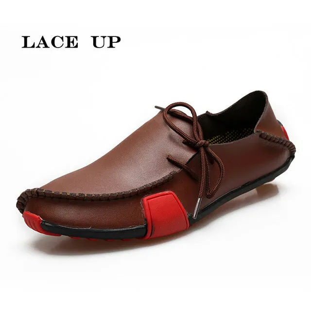 PINSV Men Leather Shoes Mens Loafers Summer Autumn Moccasins Mens Shoes Casual For Driving Sapato Masculino