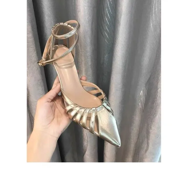 Pointed Toe Women Sandals Mixed Colors Buckle Strap