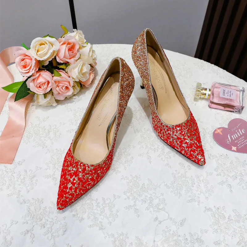 Pointed Wedding Shoes Women Color-changing High Heels