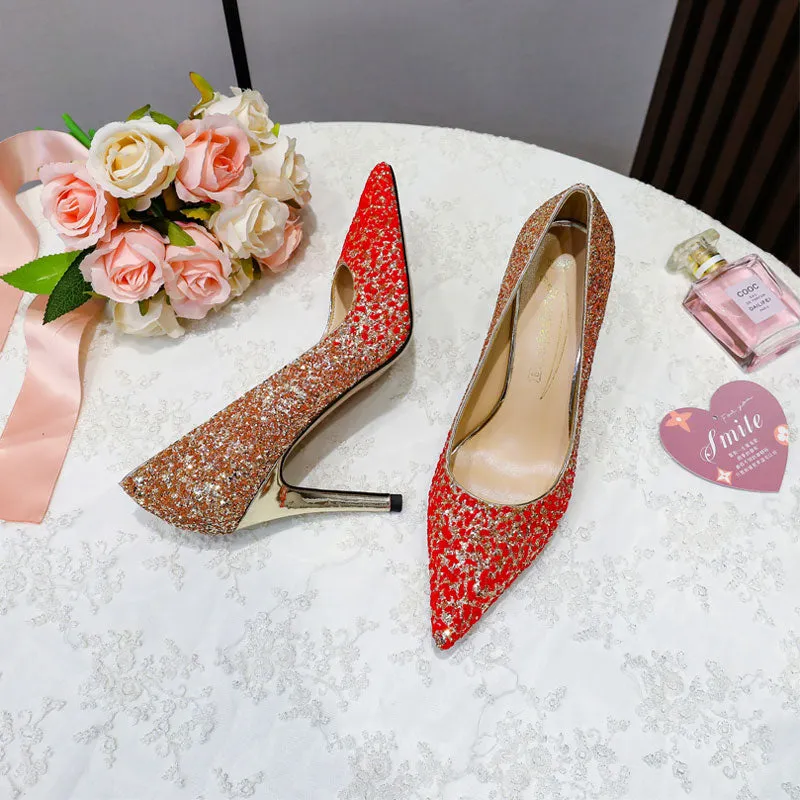 Pointed Wedding Shoes Women Color-changing High Heels