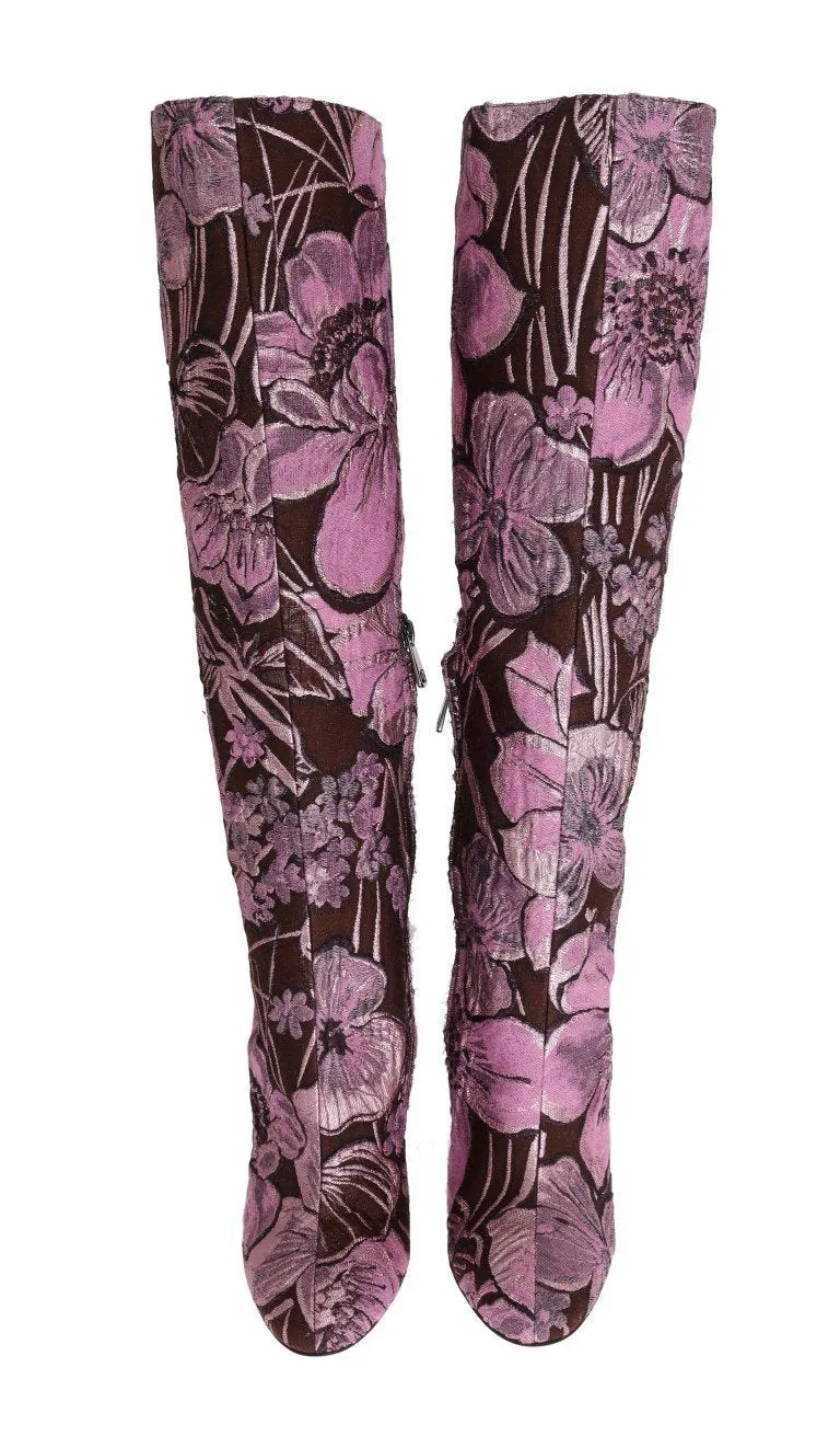 Purple Pink Jacquard Crystal Boots