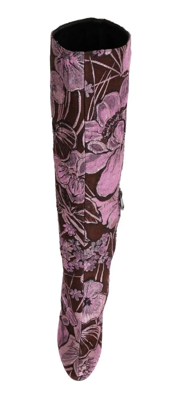 Purple Pink Jacquard Crystal Boots