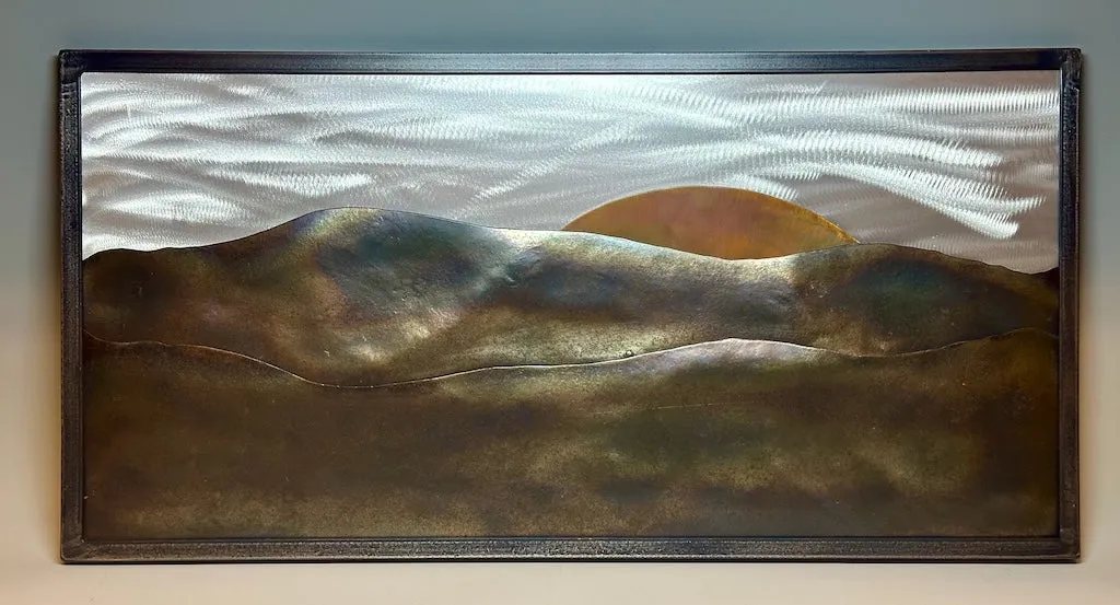 "MOUNTAIN SUNRISE" HAND FORGED METAL WALL HANGING