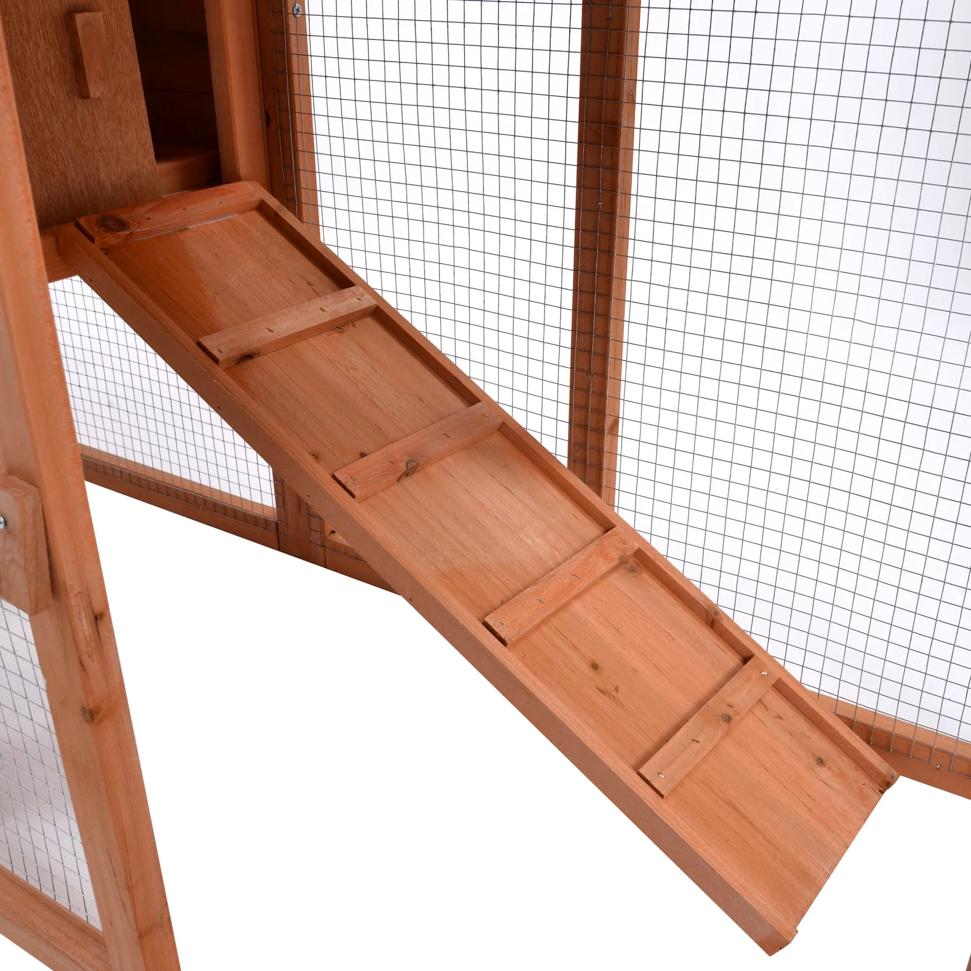 Rabbit Hutch Wood House Pet Cage Chicken Coop for Small Animals, Natural Wood