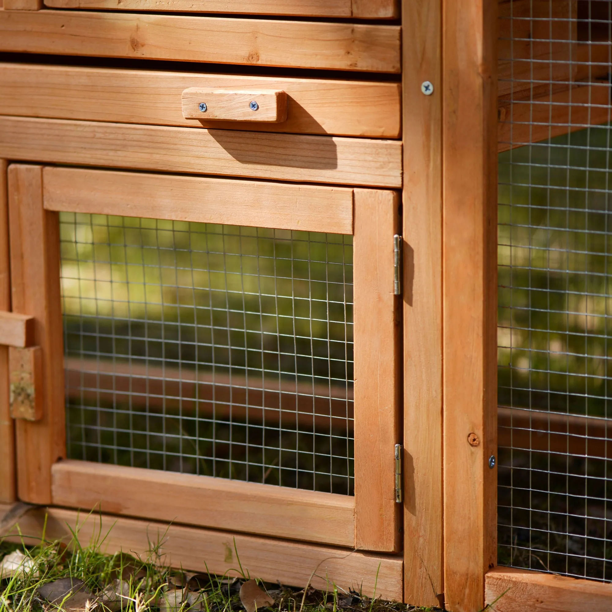 Rabbit Hutch Wood House Pet Cage Chicken Coop for Small Animals, Natural Wood