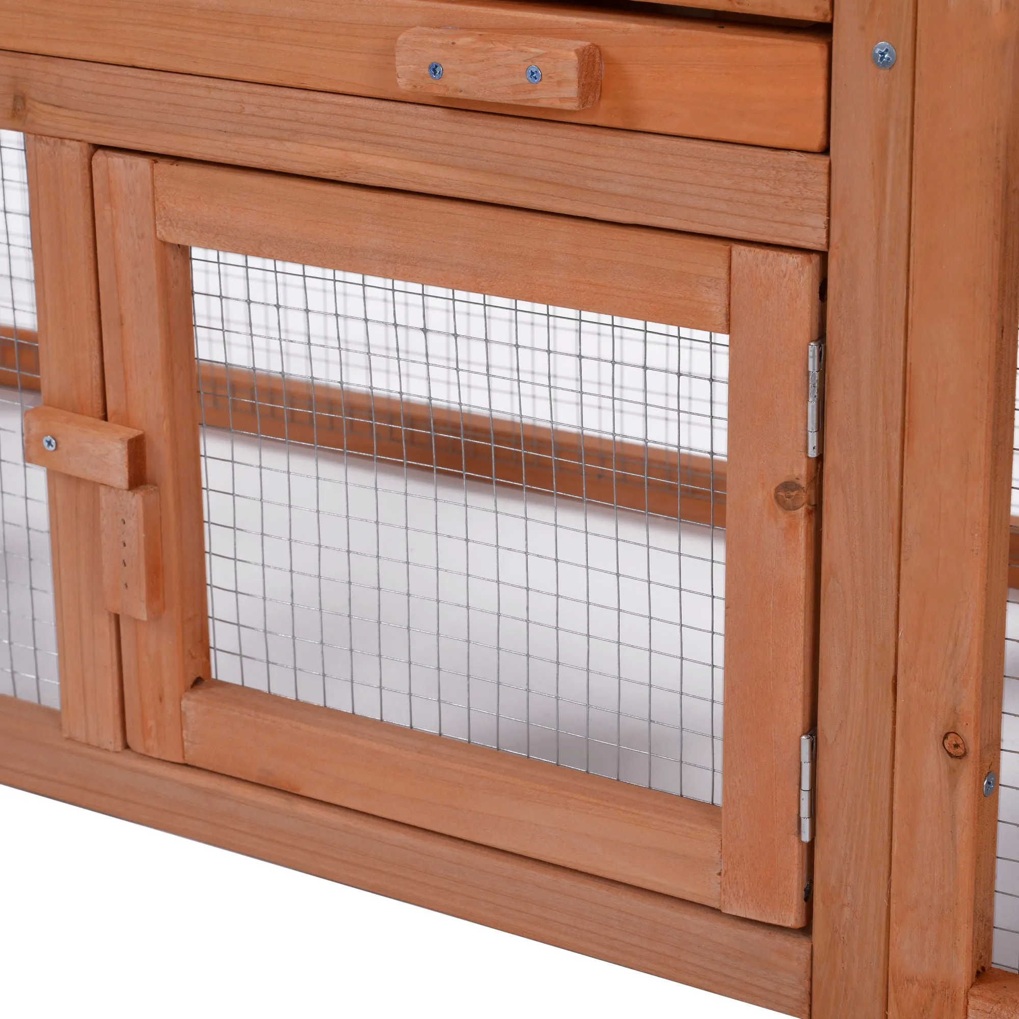 Rabbit Hutch Wood House Pet Cage Chicken Coop for Small Animals, Natural Wood
