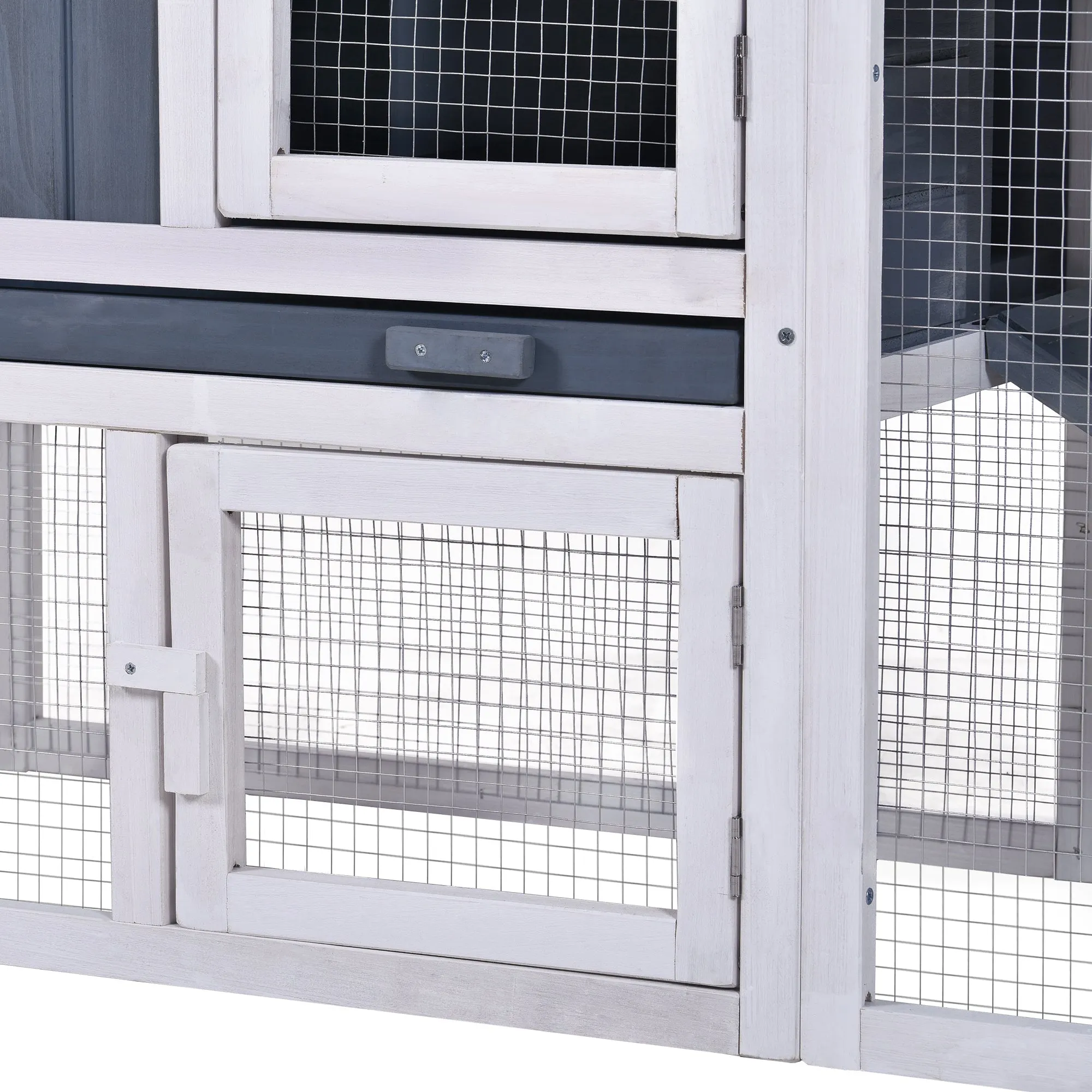 Rabbit Hutch Wood House Pet Cage Chicken Coop for Small Animals, Natural Wood