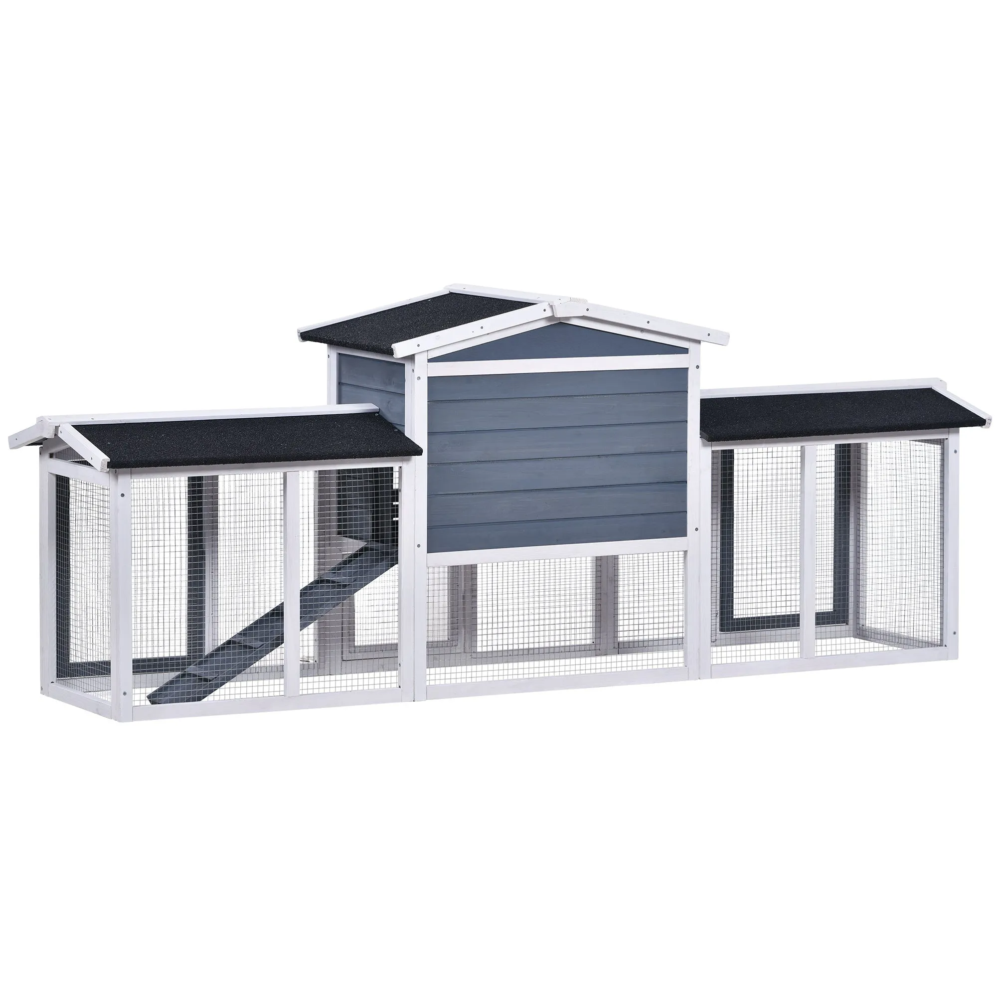 Rabbit Hutch Wood House Pet Cage Chicken Coop for Small Animals, Natural Wood