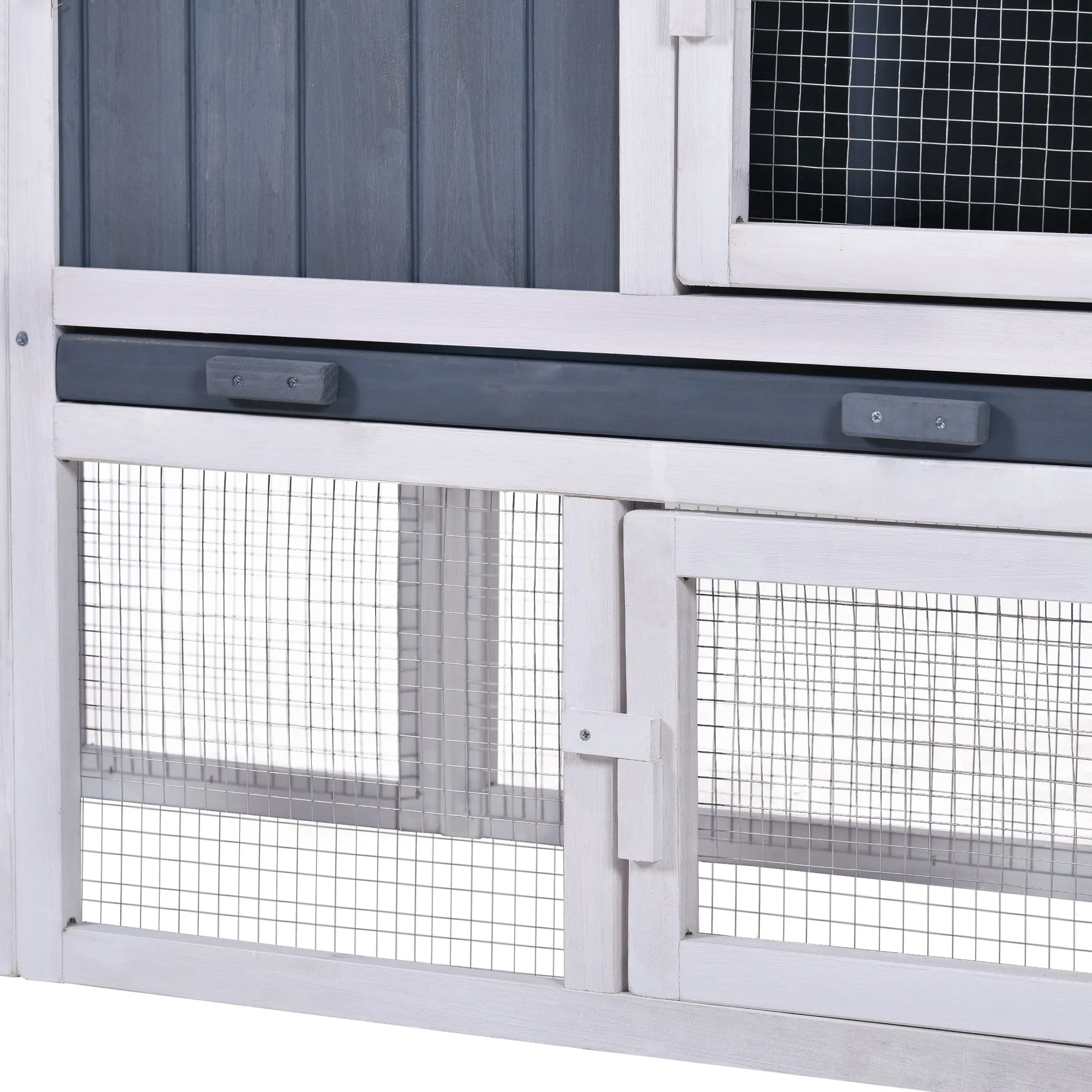 Rabbit Hutch Wood House Pet Cage Chicken Coop for Small Animals, Natural Wood