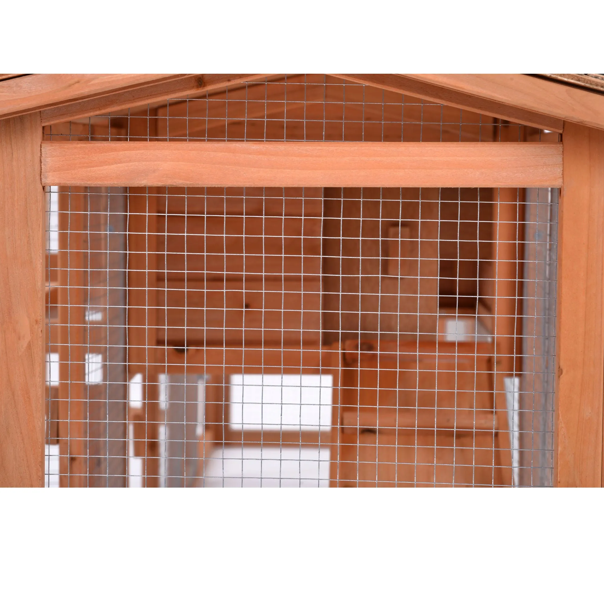 Rabbit Hutch Wood House Pet Cage Chicken Coop for Small Animals, Natural Wood