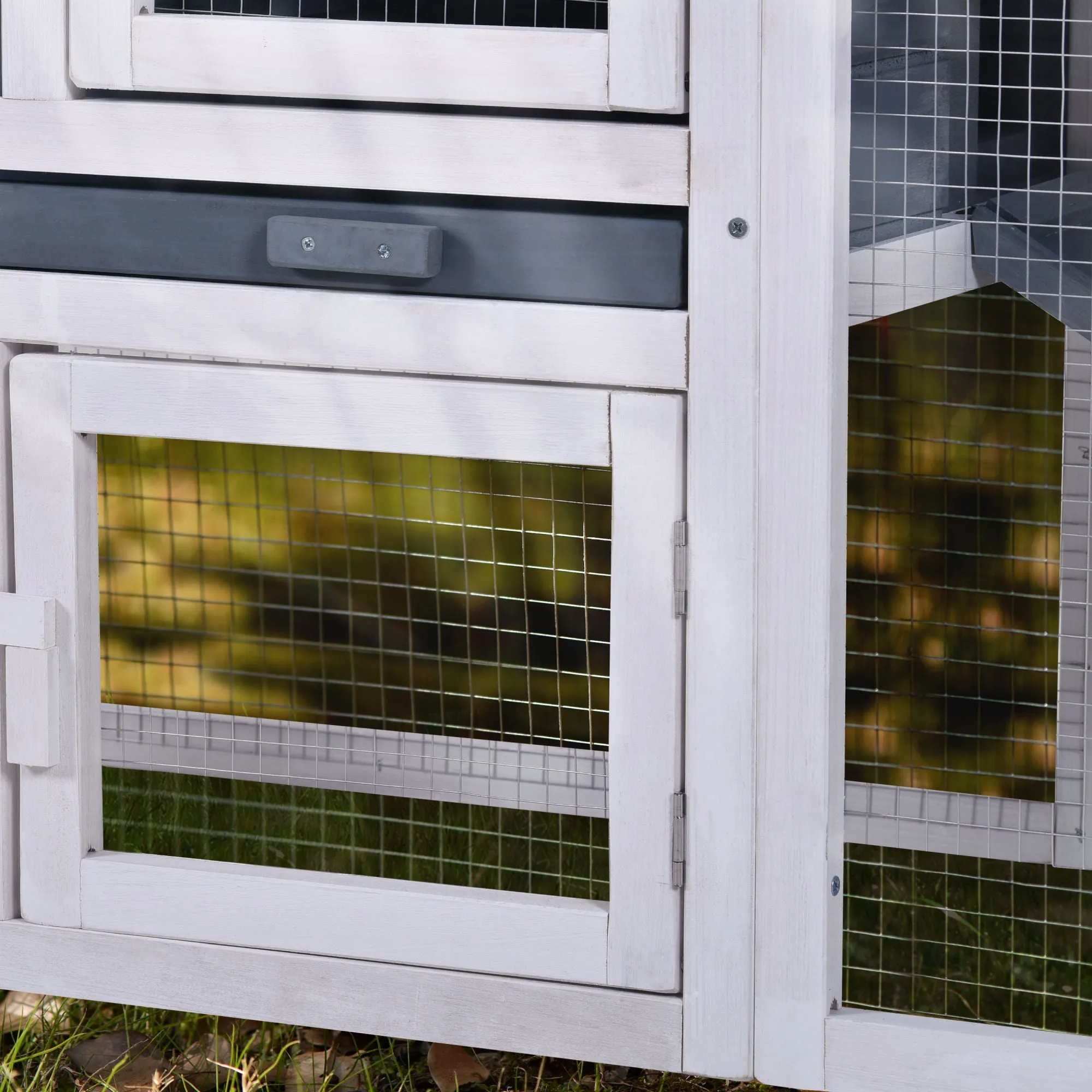 Rabbit Hutch Wood House Pet Cage Chicken Coop for Small Animals, Natural Wood