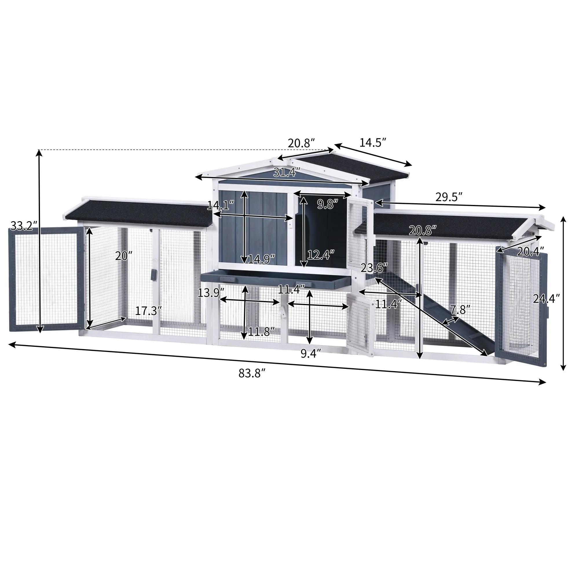 Rabbit Hutch Wood House Pet Cage Chicken Coop for Small Animals, Natural Wood