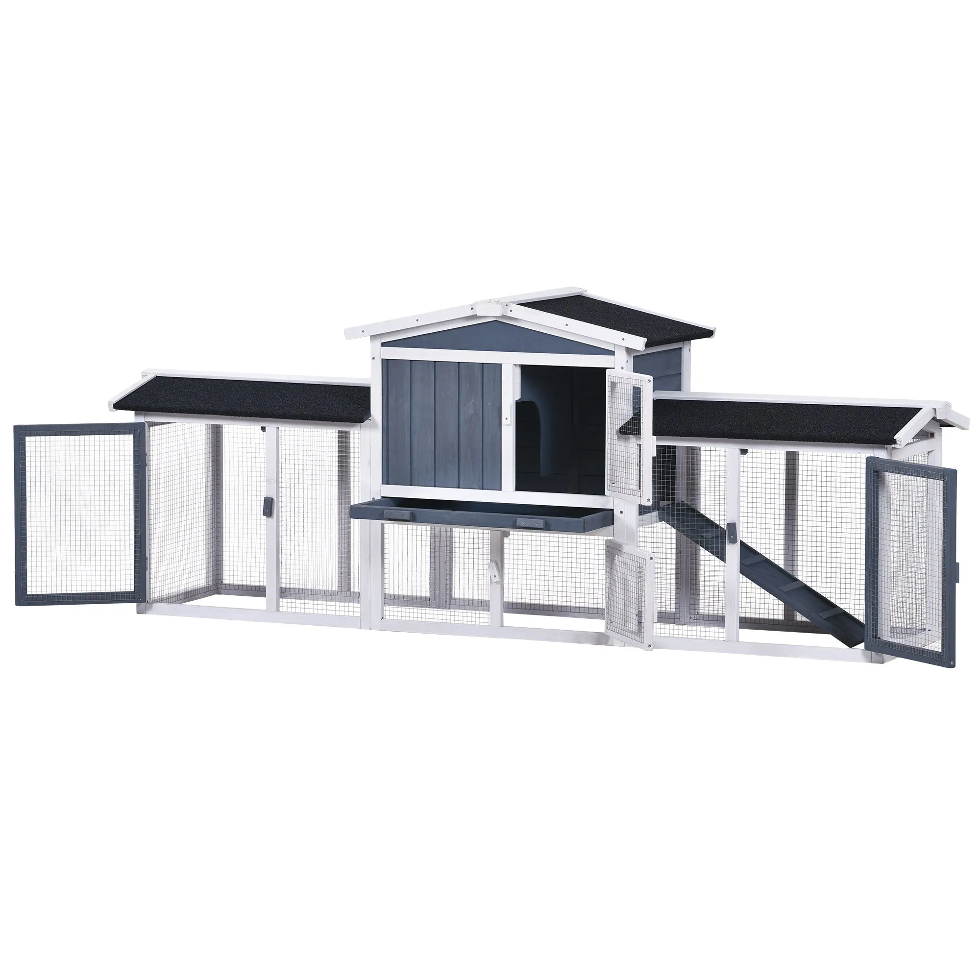 Rabbit Hutch Wood House Pet Cage Chicken Coop for Small Animals, Natural Wood