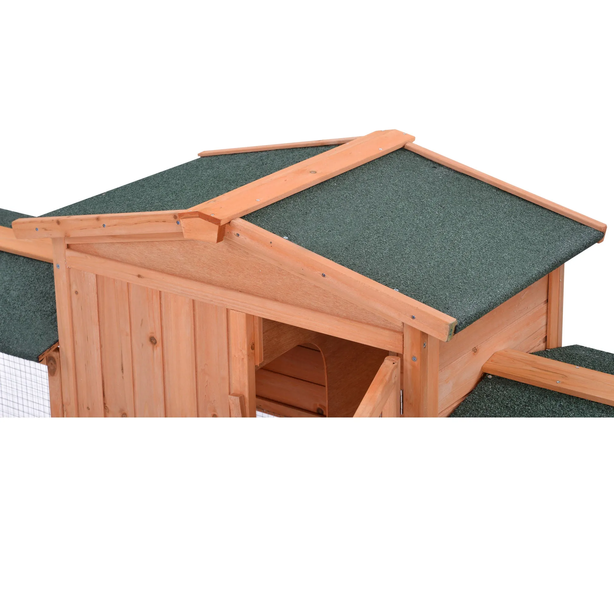 Rabbit Hutch Wood House Pet Cage Chicken Coop for Small Animals, Natural Wood