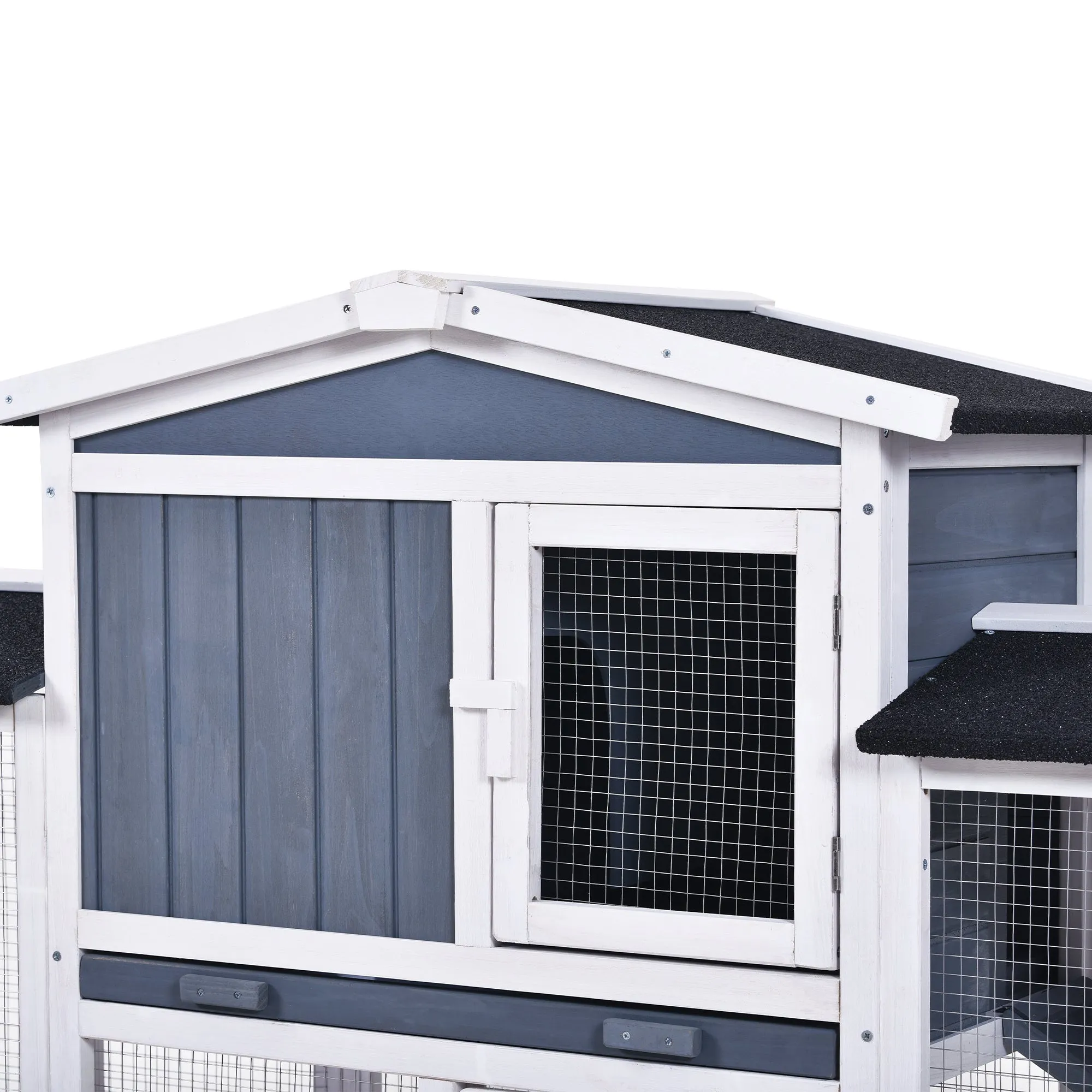 Rabbit Hutch Wood House Pet Cage Chicken Coop for Small Animals, Natural Wood