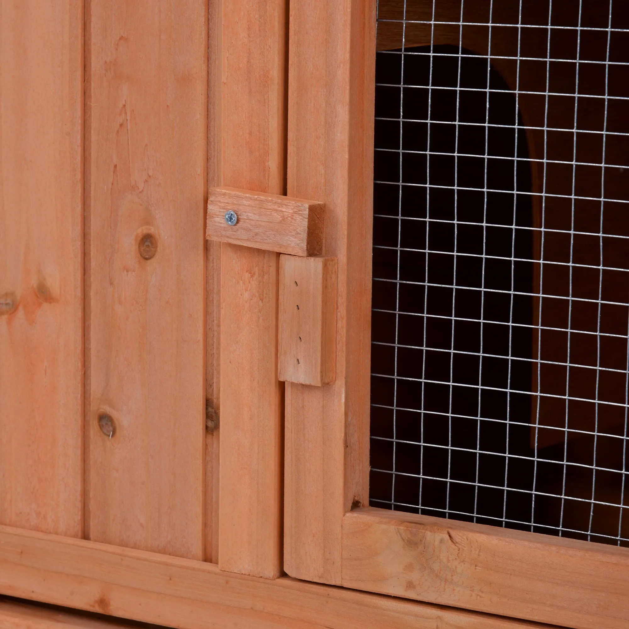 Rabbit Hutch Wood House Pet Cage Chicken Coop for Small Animals, Natural Wood