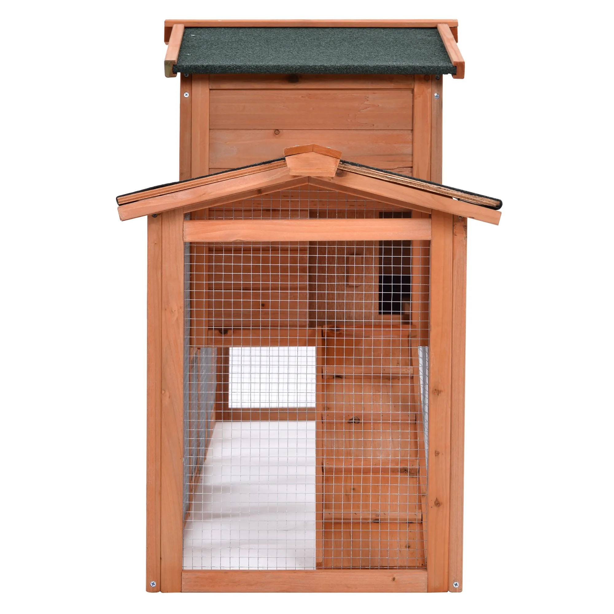Rabbit Hutch Wood House Pet Cage Chicken Coop for Small Animals, Natural Wood