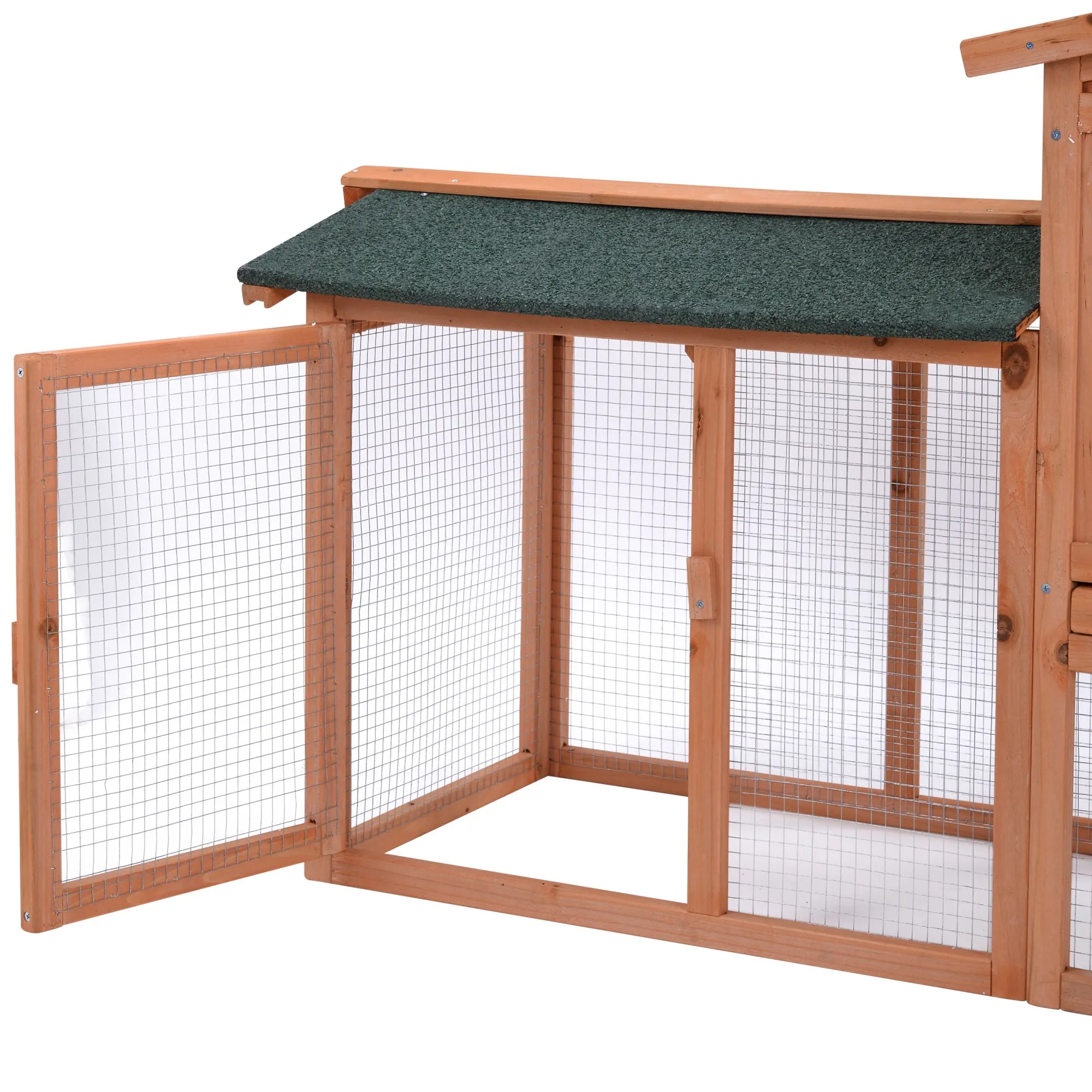 Rabbit Hutch Wood House Pet Cage Chicken Coop for Small Animals, Natural Wood