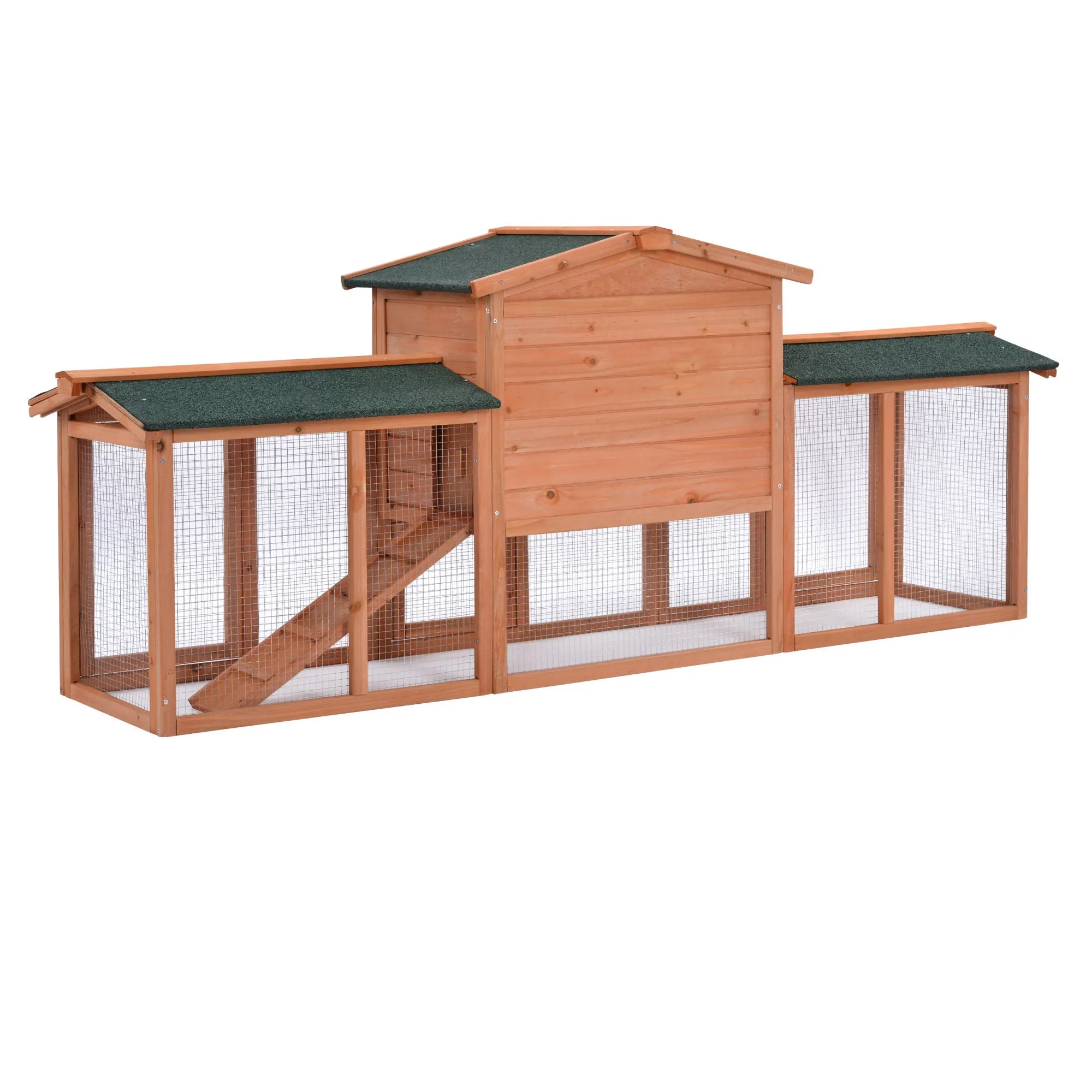 Rabbit Hutch Wood House Pet Cage Chicken Coop for Small Animals, Natural Wood
